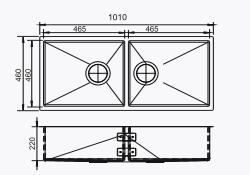 [40 x 20 x 9] Double Bowl Hand Crafted Kitchen Sink